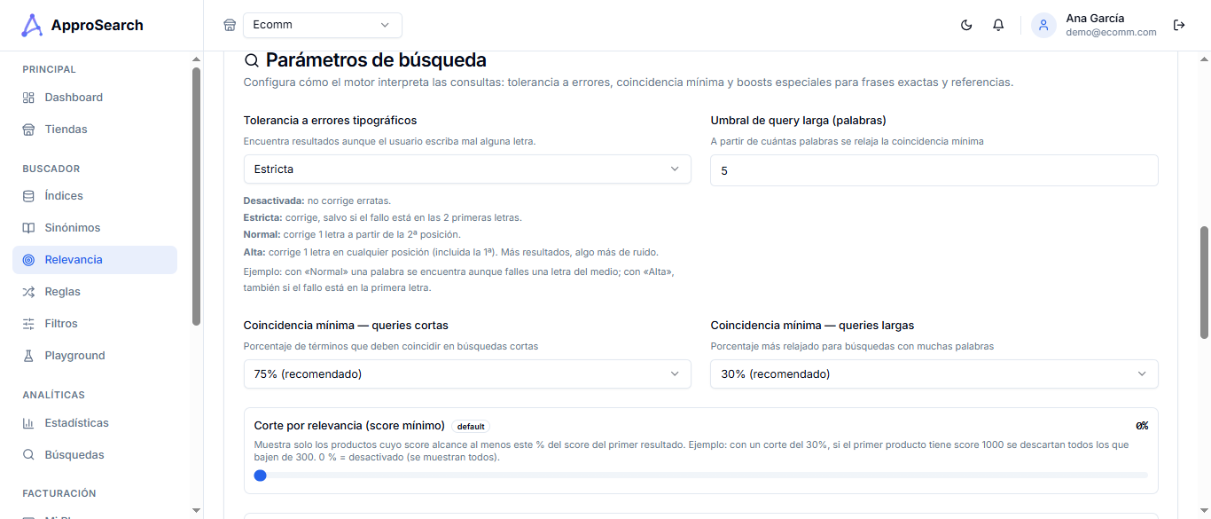 Parámetros de búsqueda