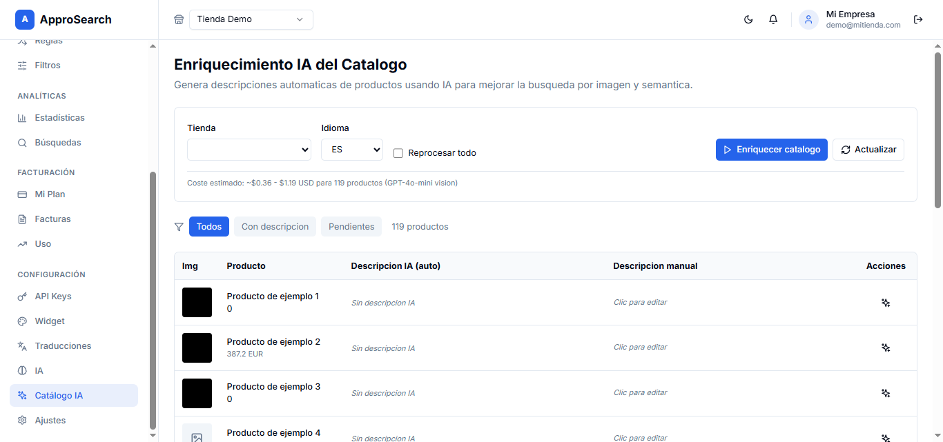 Enriquecimiento IA del catálogo